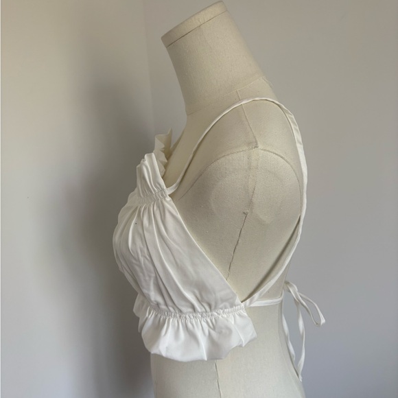 White Ruffled Women's Top - Picture 3 of 5